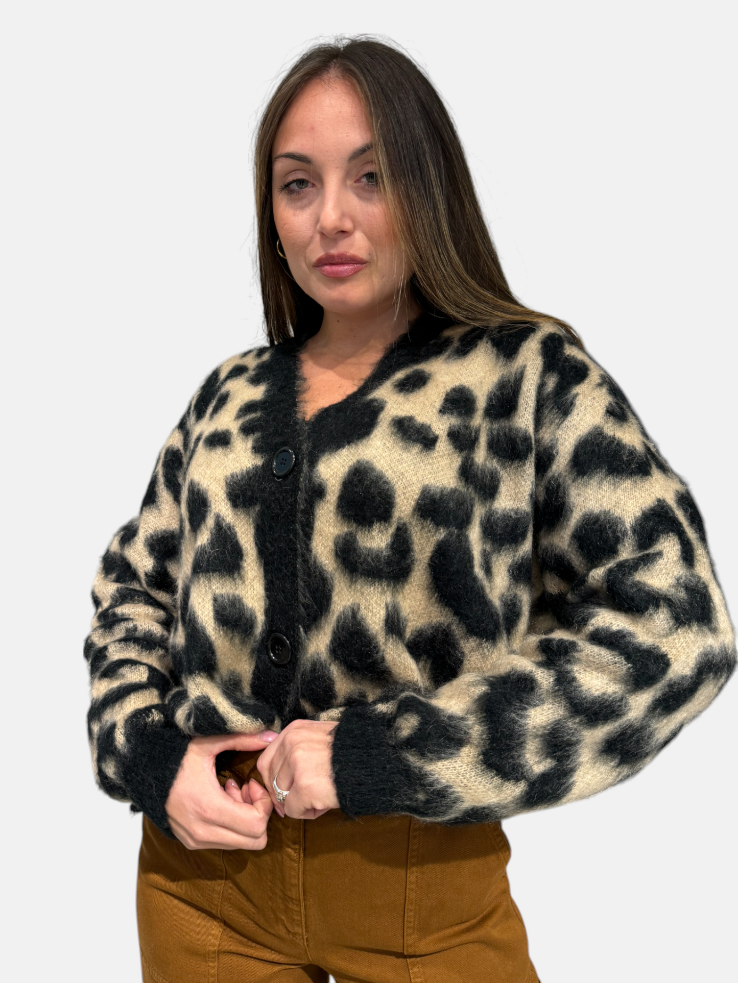 3M0370-NERO/MOU - CARDIGAN - KONTATTO