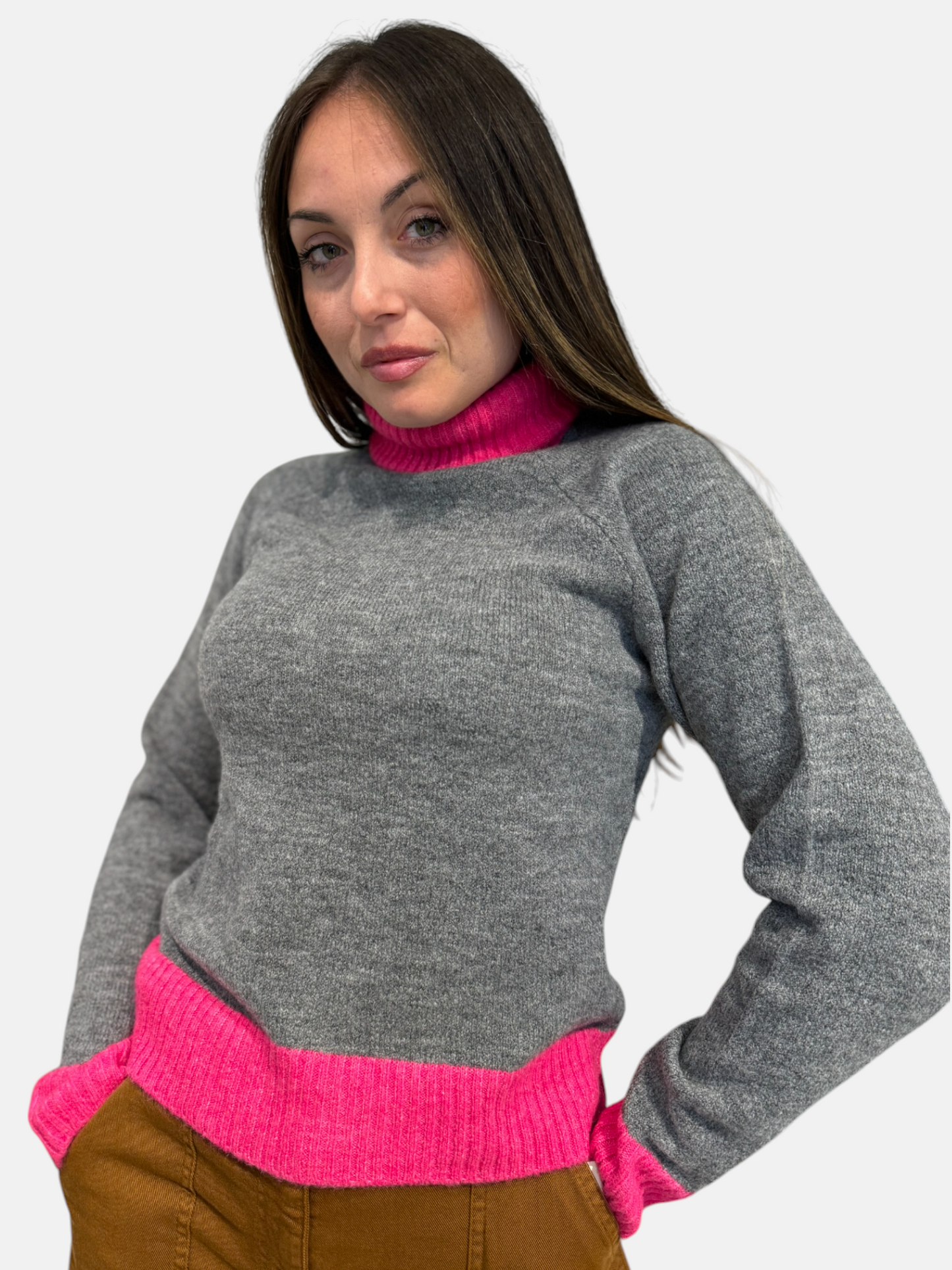 3M0354-GRIGIO/FUXIA - MAGLIA - KONTATTO