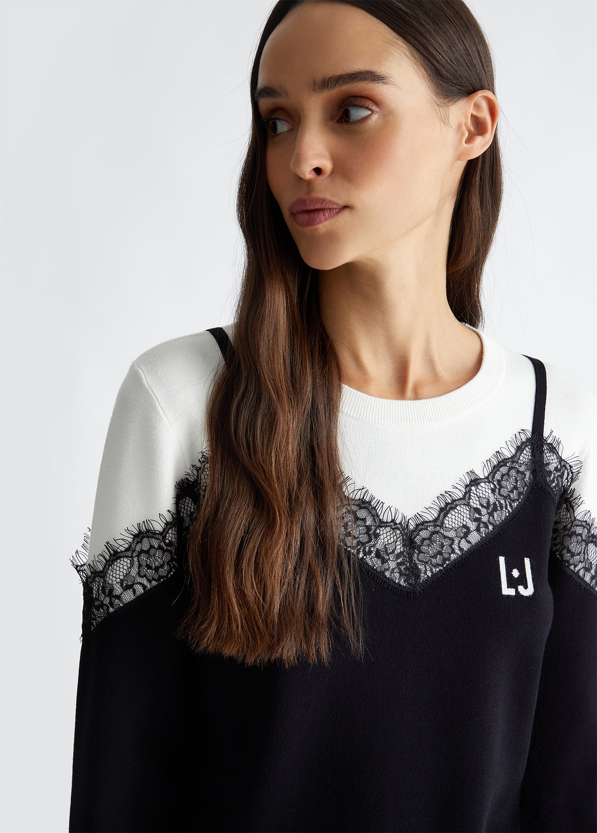 TF4219-WHITESUGAR/NERO - MAGLIA - LIU JO