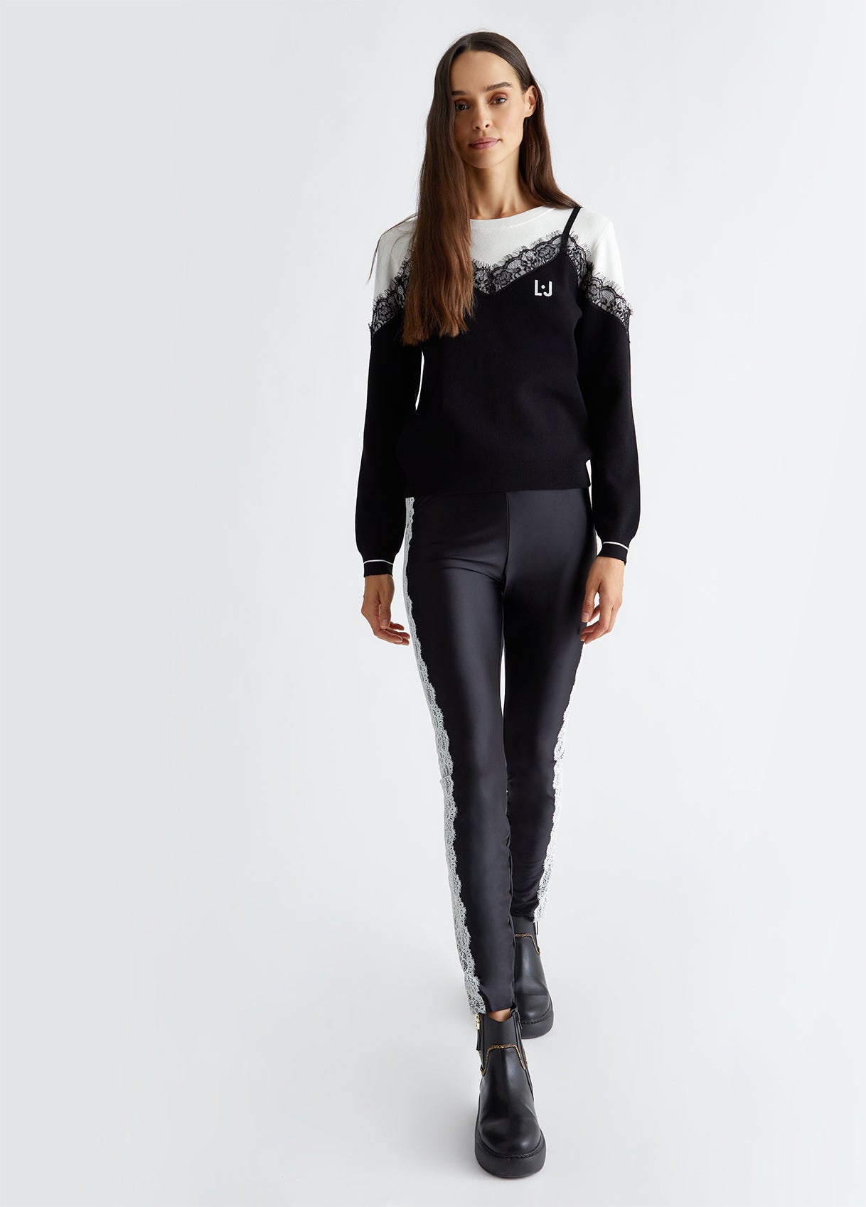 TF4219-WHITESUGAR/NERO - MAGLIA - LIU JO