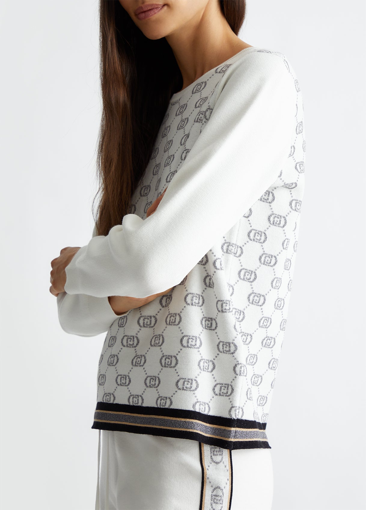 TF4228-WHITESUGAR/GUNMET - MAGLIA - LIU JO