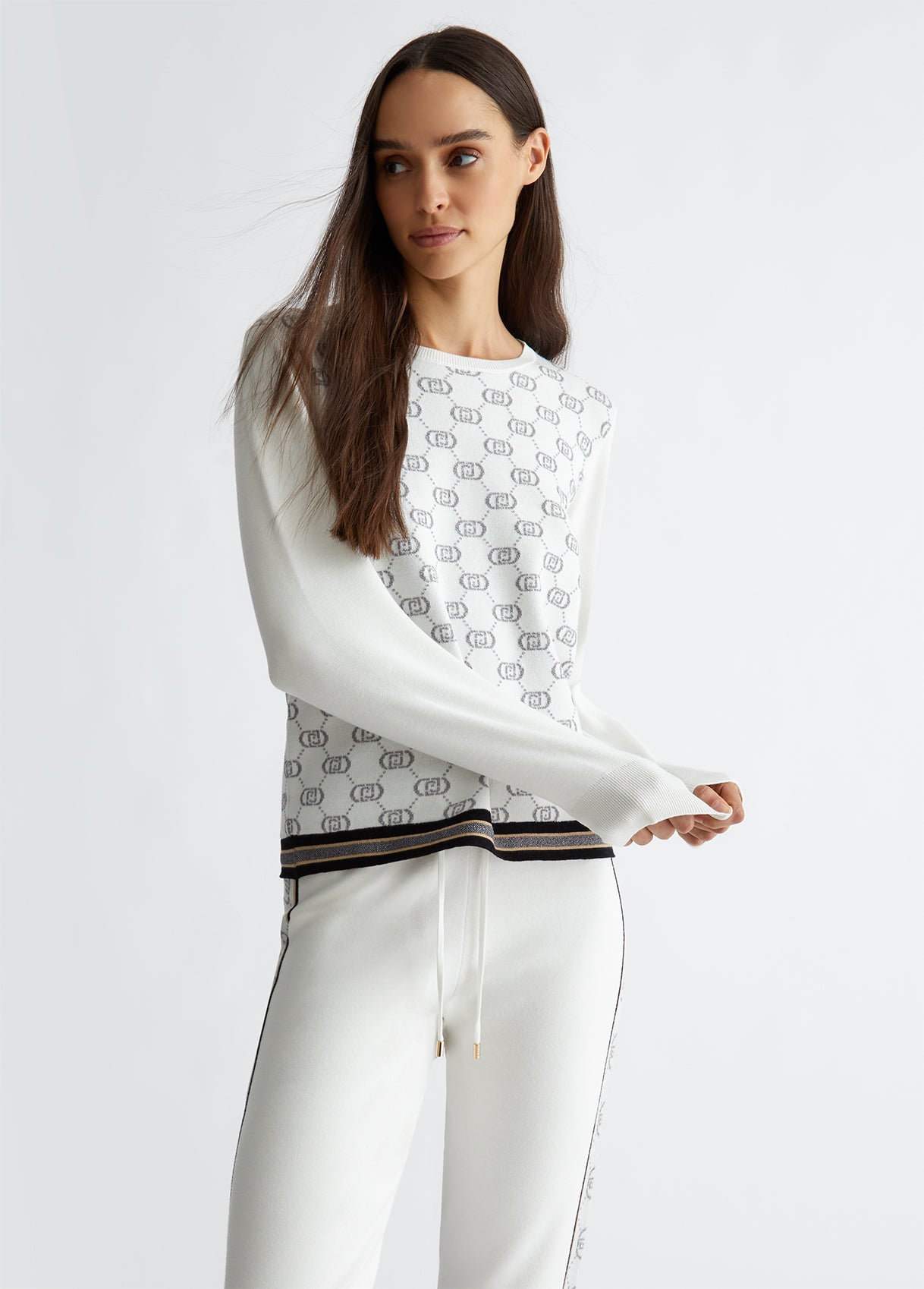 TF4228-WHITESUGAR/GUNMET - MAGLIA - LIU JO