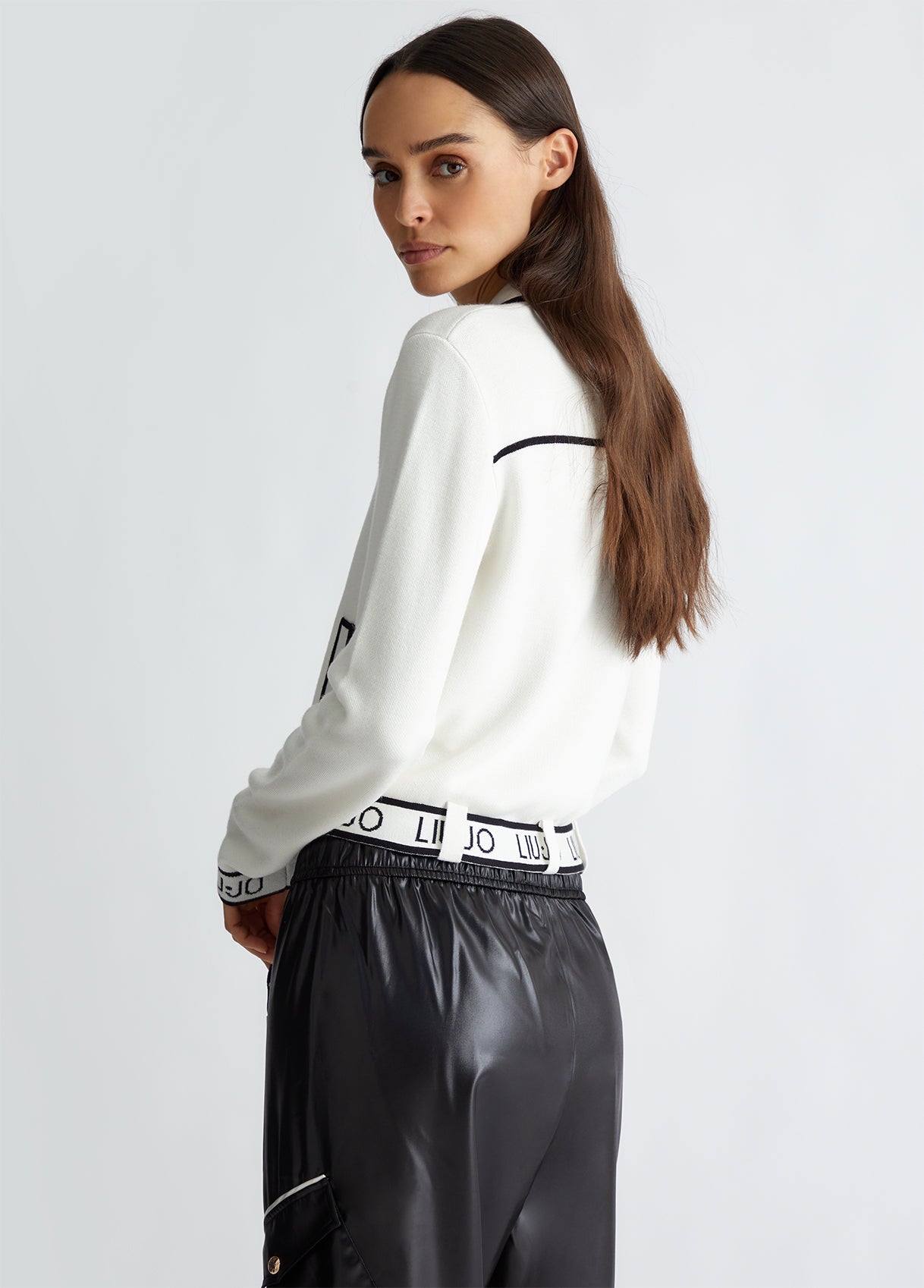 TF4046-WHITESUGAR/NERO - MAGLIA - LIU JO