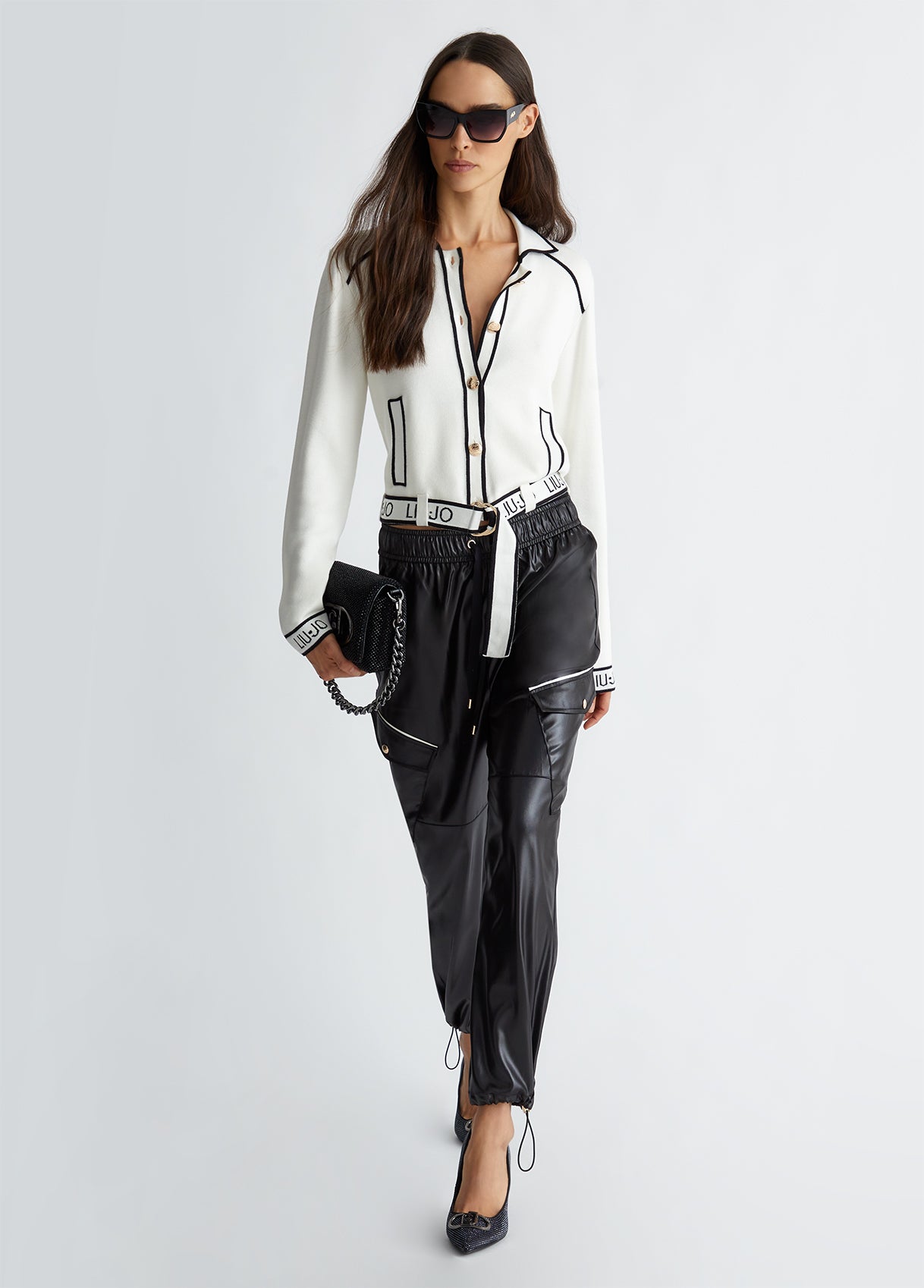 TF4046-WHITESUGAR/NERO - MAGLIA - LIU JO