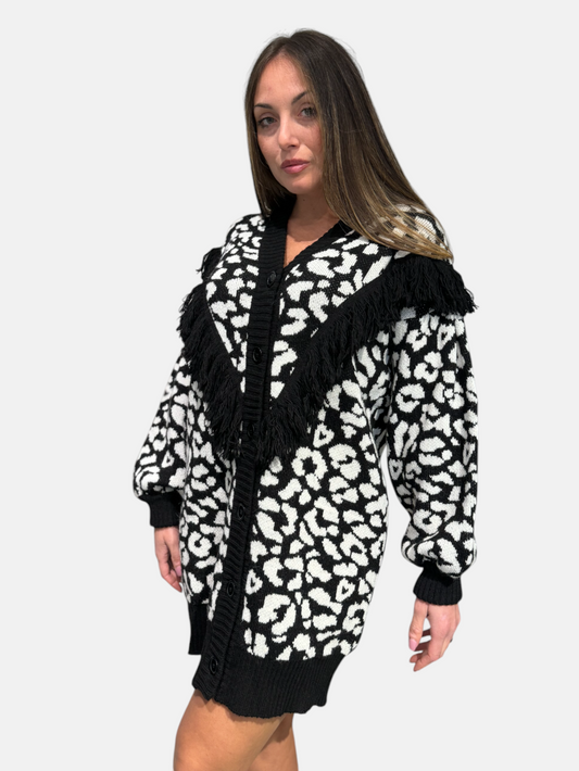 3M0367-NERO/PANNA - CARDIGAN - KONTATTO