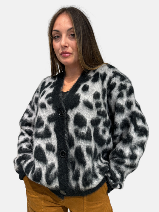 3M0370-NERO/GRIGIO - CARDIGAN - KONTATTO
