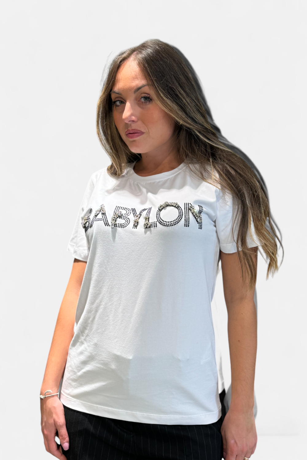 S00302-BIANCO - T-SHIRT - BABYLON W LES FEMMES