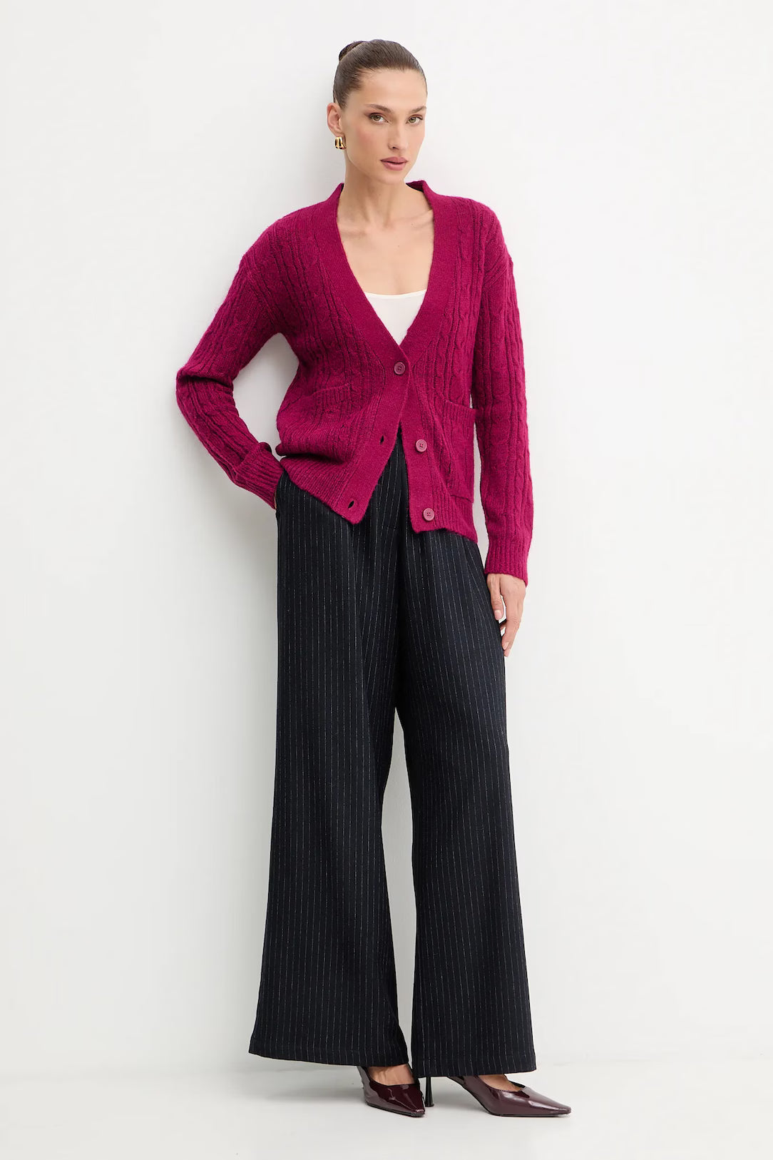 GPA25149CD-REDPLUM - CARDIGAN - SILVIAN HEACH