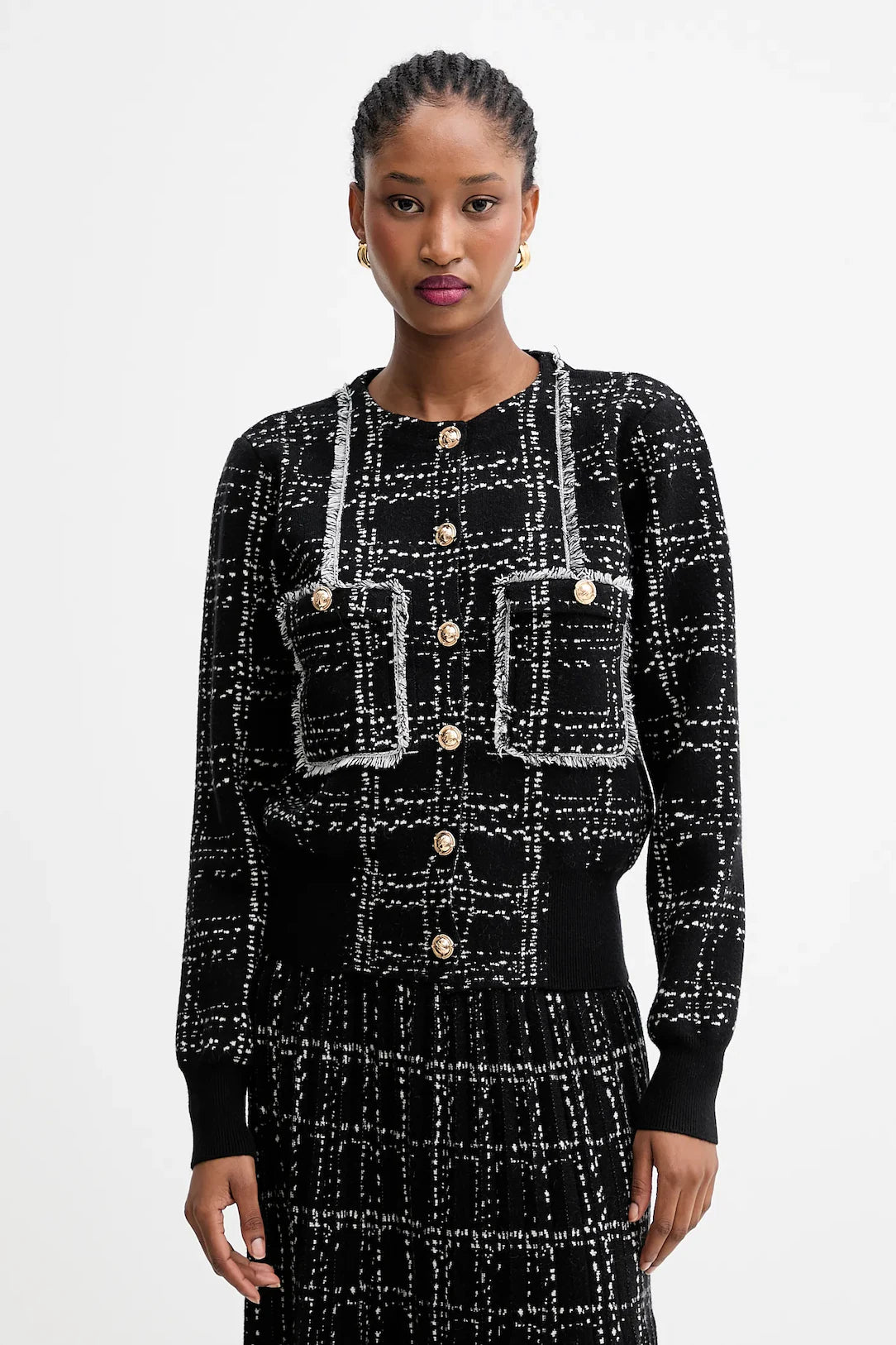 GPA25046CD-CHECKBLACK/WHITE - CARDIGAN - SILVIAN HEACH