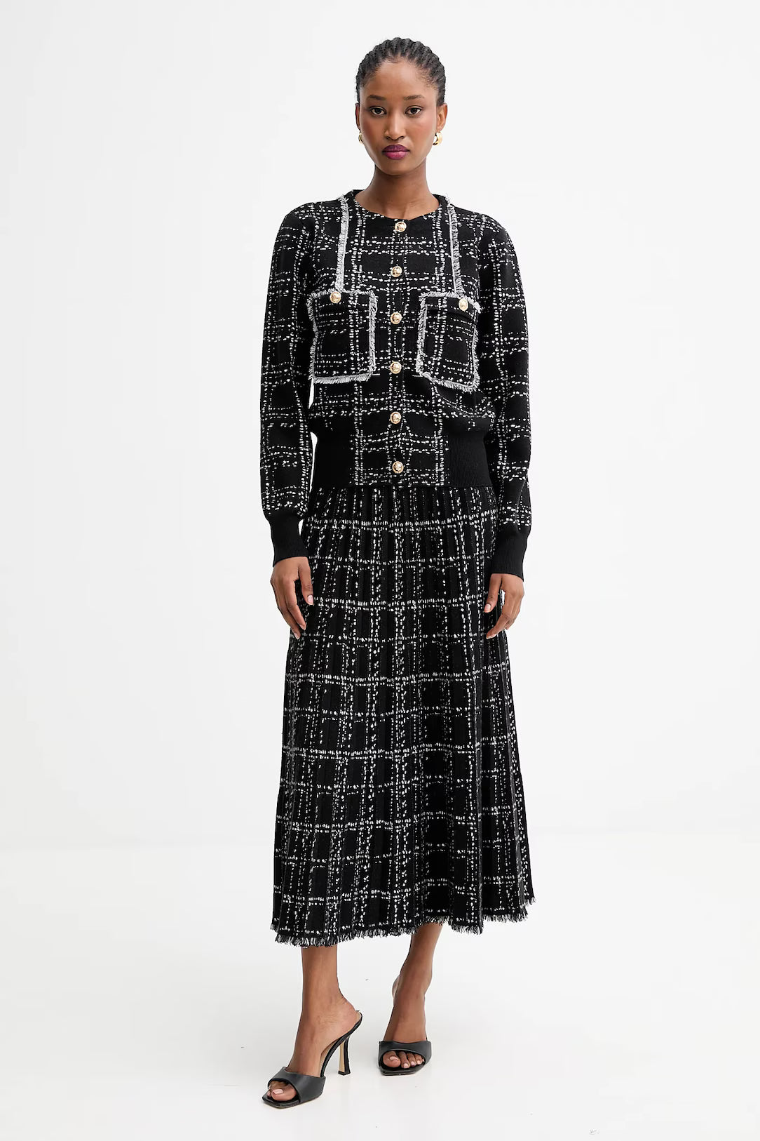 GPA25046CD-CHECKBLACK/WHITE - CARDIGAN - SILVIAN HEACH