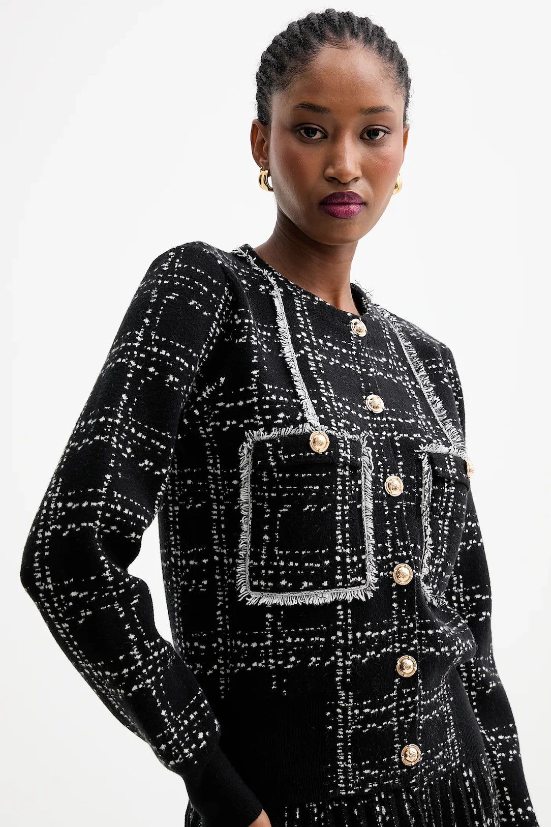 GPA25046CD-CHECKBLACK/WHITE - CARDIGAN - SILVIAN HEACH
