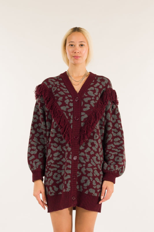 3M0367-BURGUNDY - CARDIGAN - KONTATTO