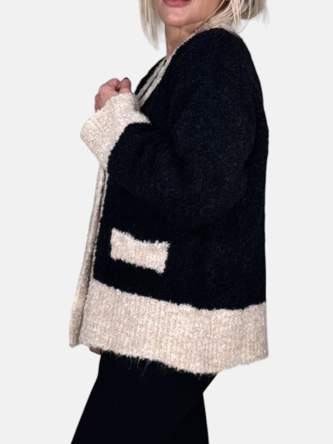 3M0343-NERO/ECRU - CARDIGAN - KONTATTO