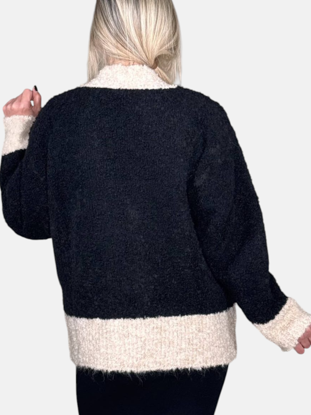 3M0343-NERO/ECRU - CARDIGAN - KONTATTO