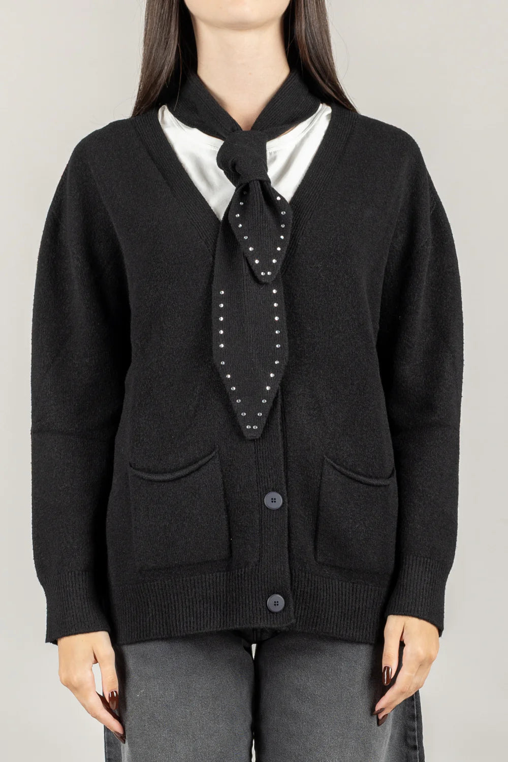 M103Y074A-NERO - CARDIGAN - DIXIE