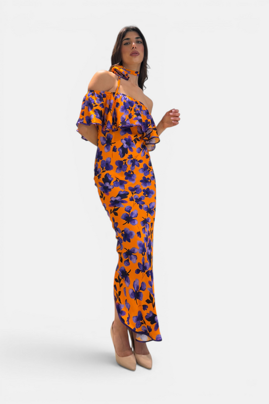P6155-FIORILILLA/ARANCIO - ABITO - MOQÈTTE