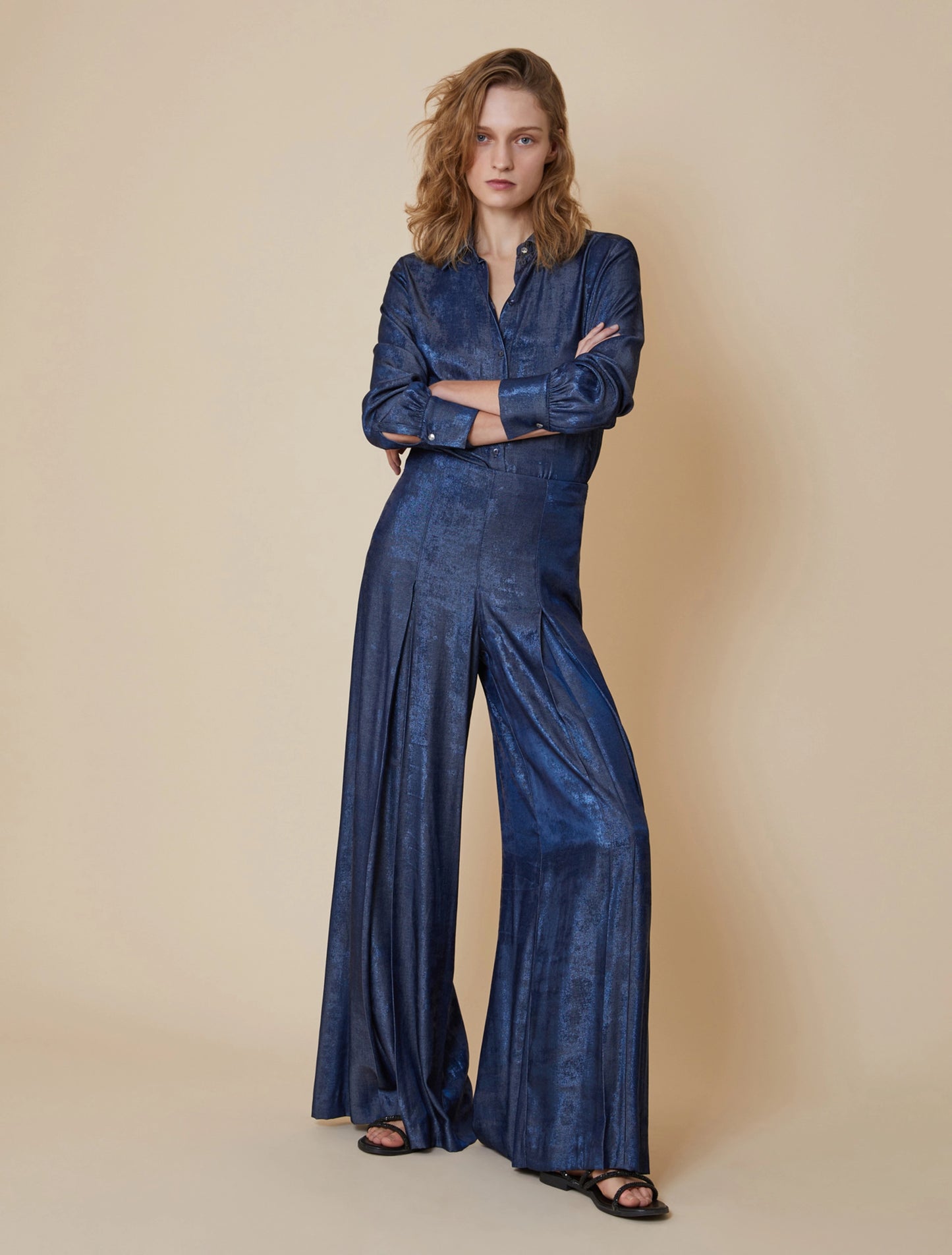 SANDALO-004BLULAMINATO - PANTALONE - PENNYBLACK