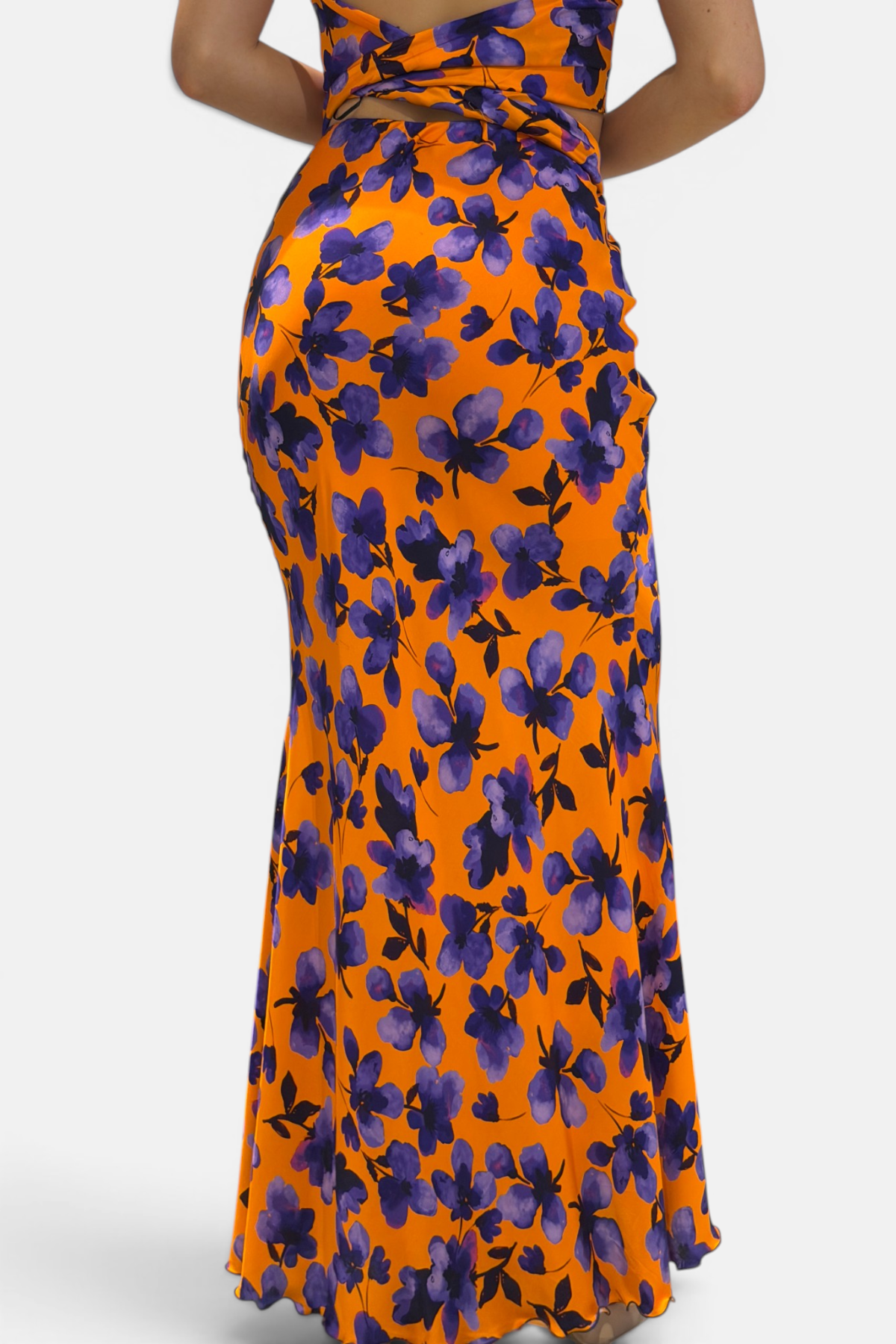 P6067VS-FIORILILLA/ARANCIO - GONNA - MOQÈTTE