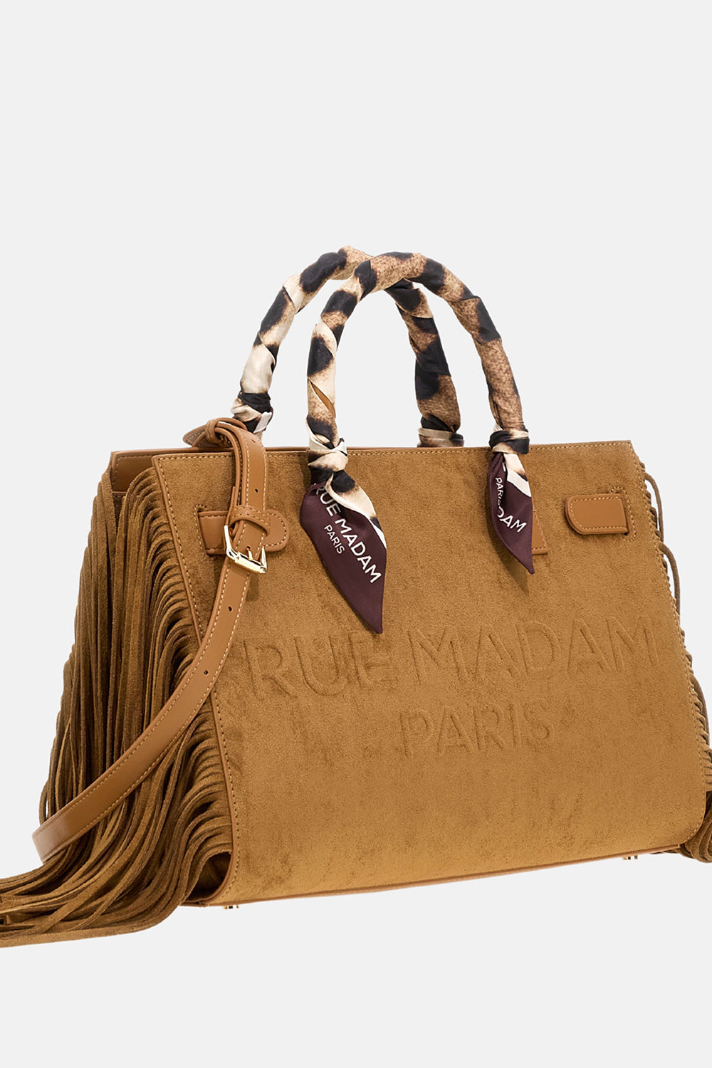 BORSA CANYON-TOTE-FRINGES SUEDE COGNAC
