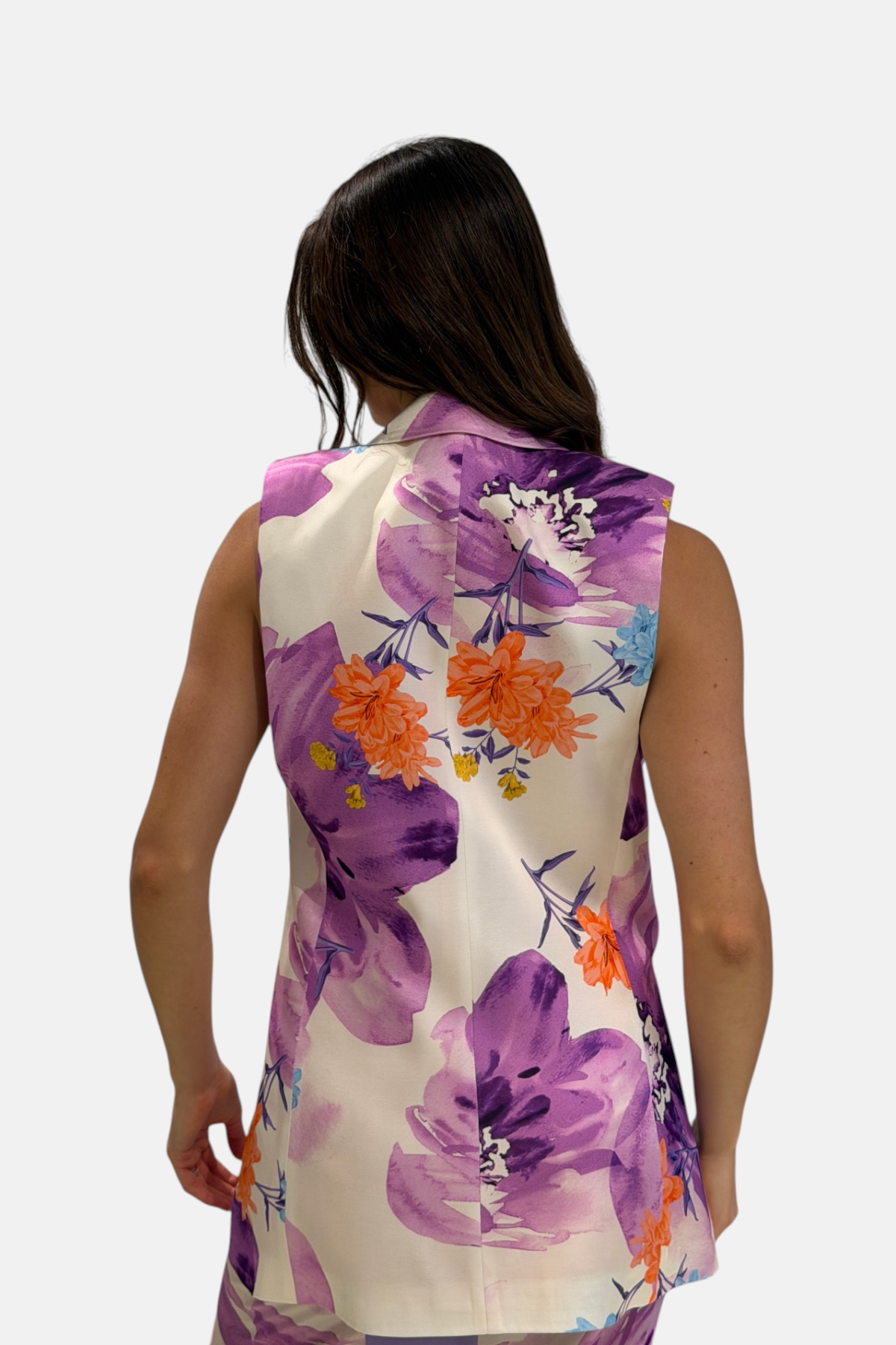 P6090-FIORICICLAMINO/PANNA - GILET - MOQÈTTE