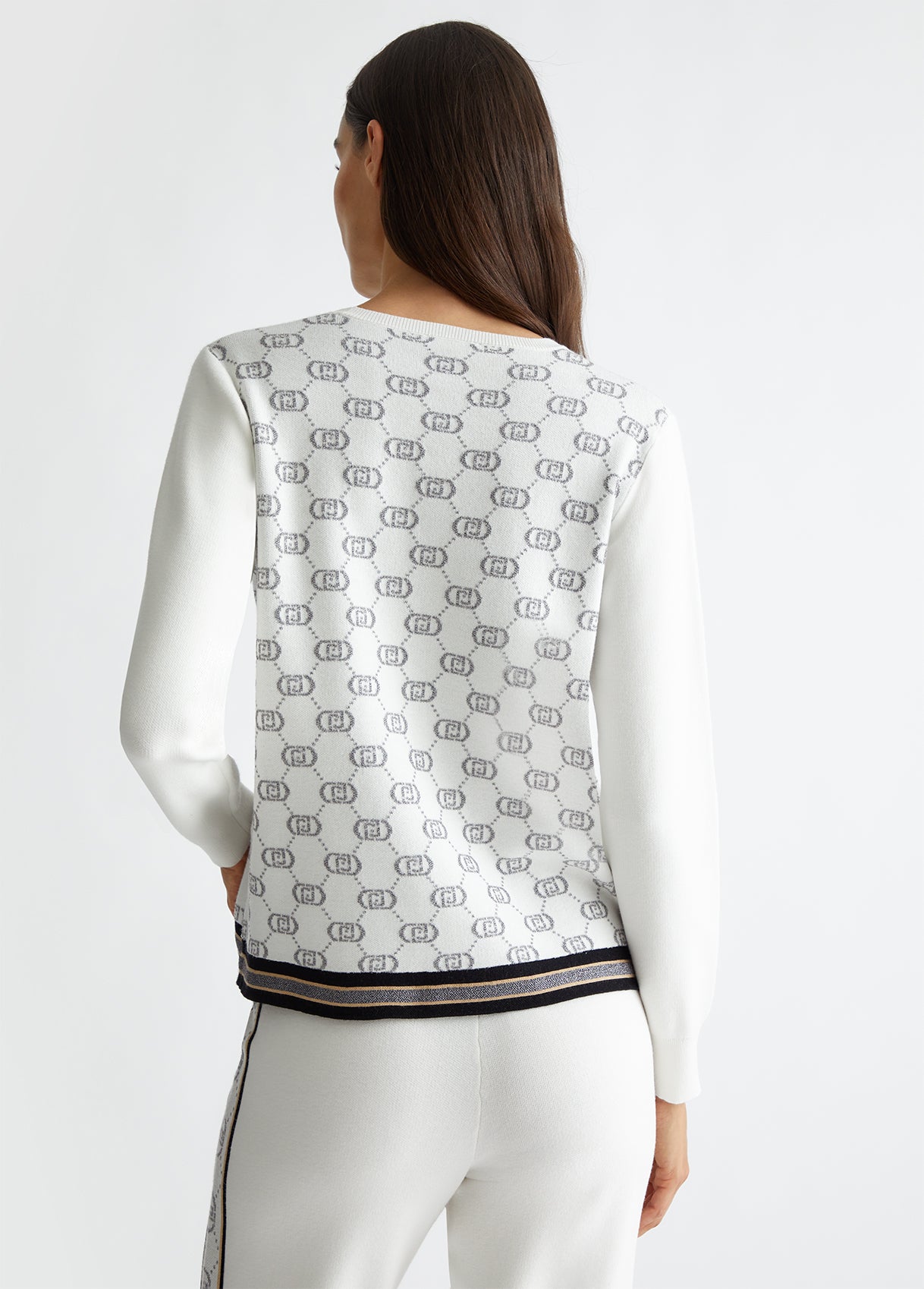 TF4228-WHITESUGAR/GUNMET - MAGLIA - LIU JO