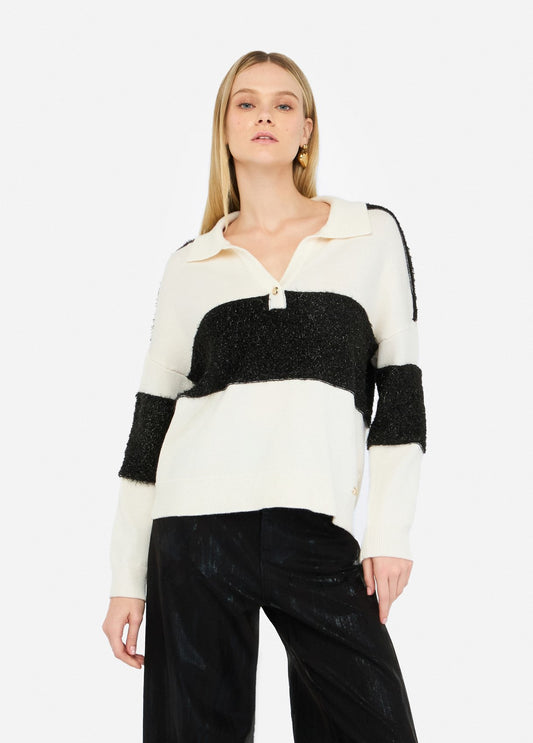TF5221-LATTE/NERO - MAGLIA - LIU JO