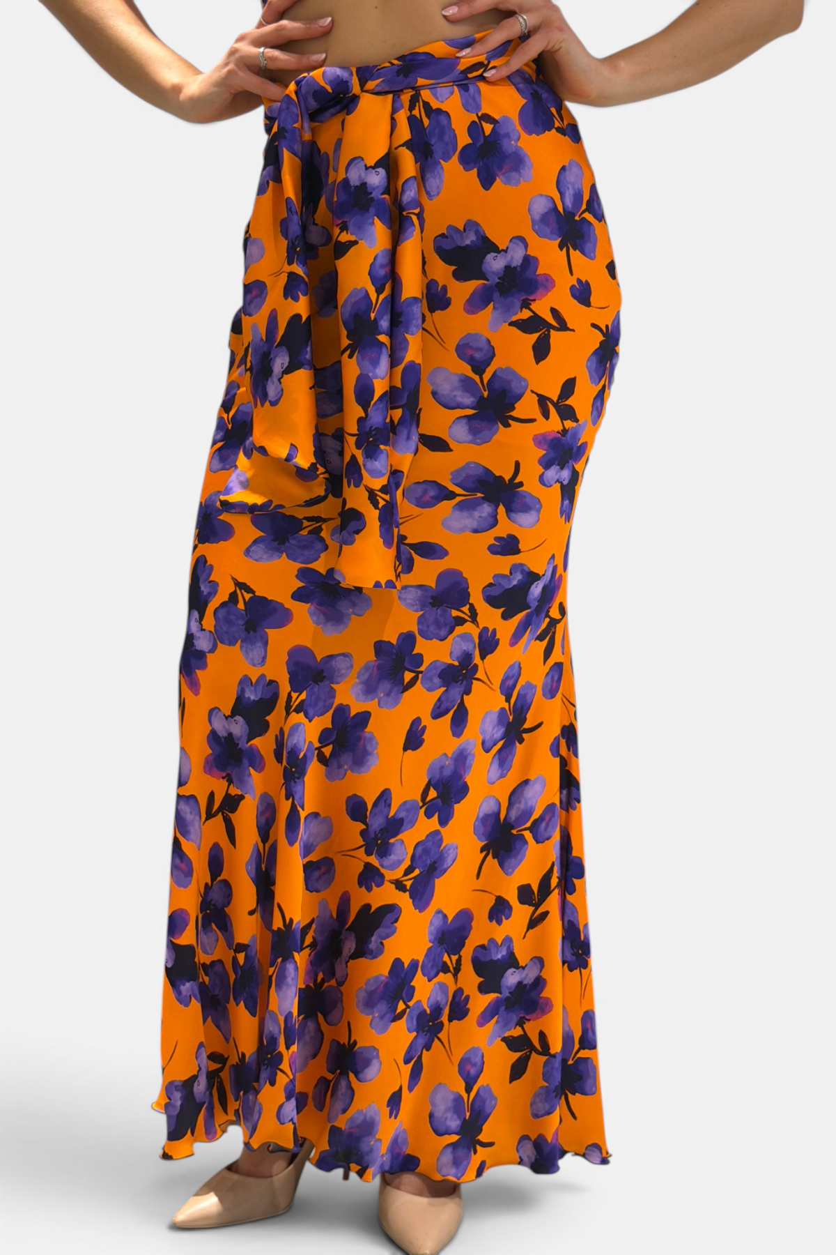 P6067VS-FIORILILLA/ARANCIO - GONNA - MOQÈTTE