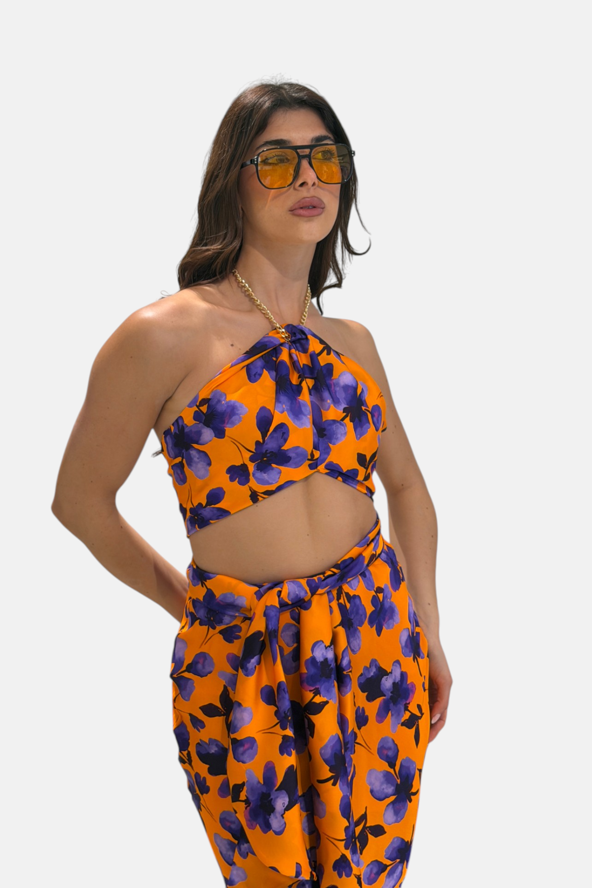 P6005-FIORILILLA/ARANCIO - TOP - MOQÈTTE