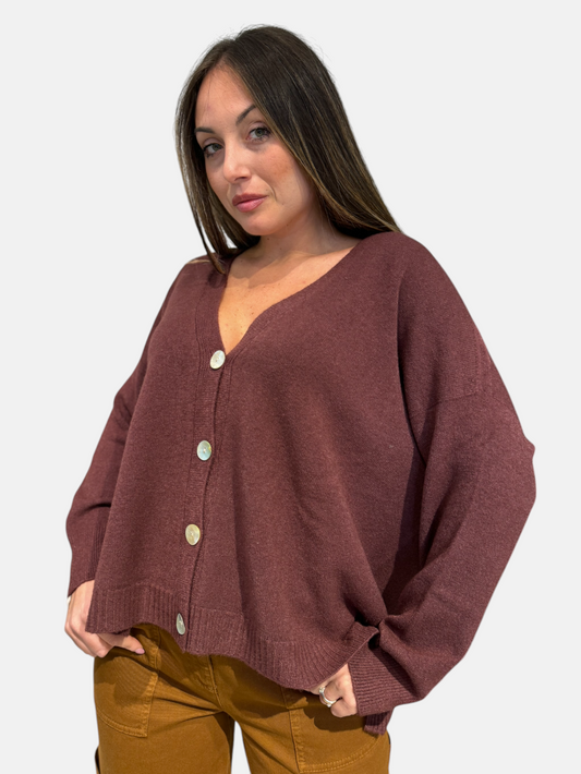 QS307N-VINO - CARDIGAN - KONTATTO