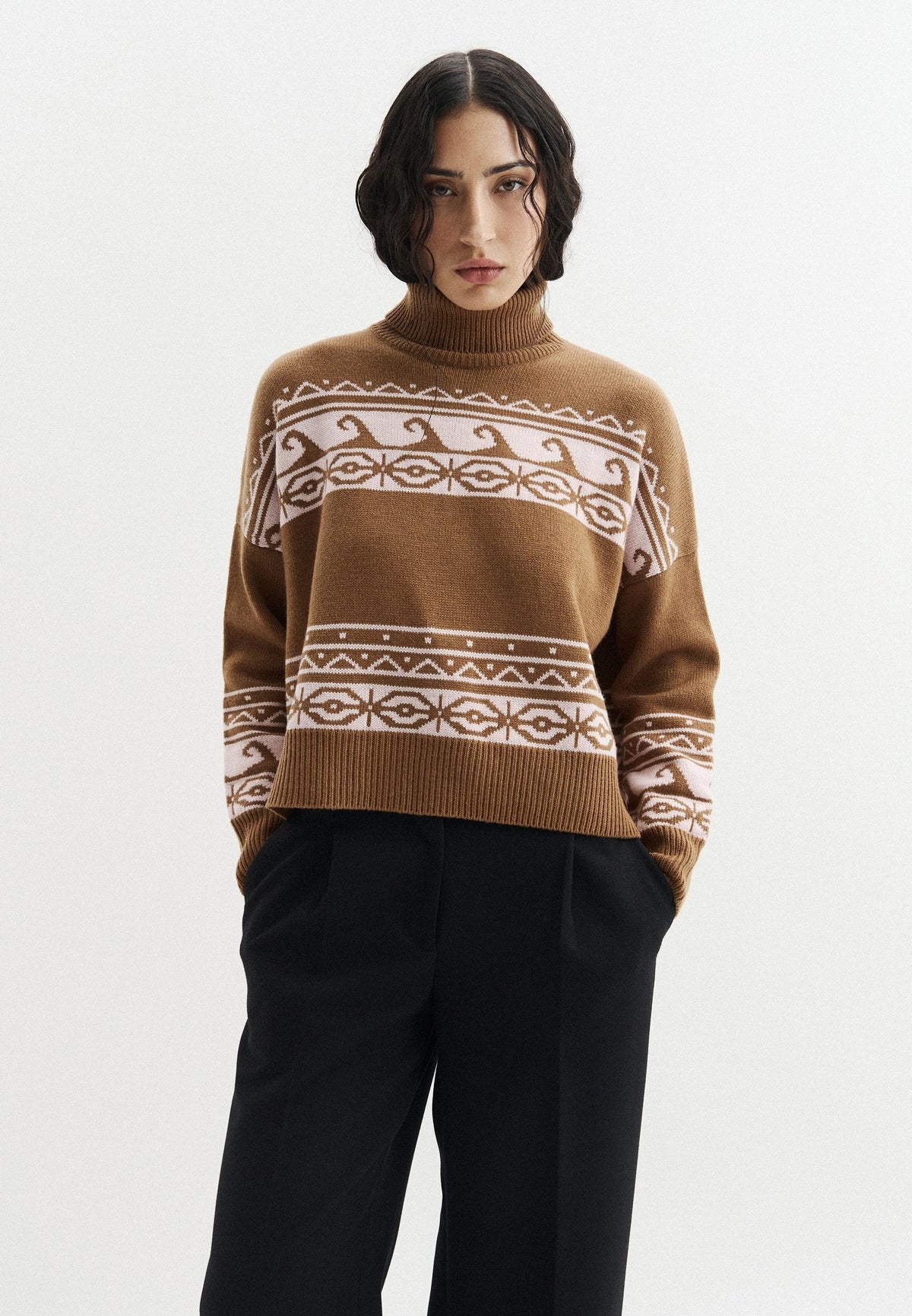 MAGLIA PBBFOLK TABACCO/ROSA