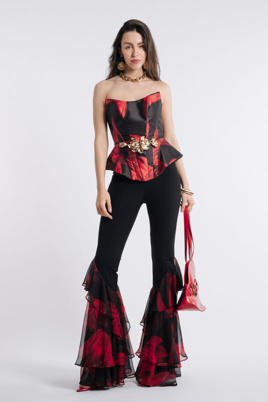 WS0362B-ROSSO/NERO - TOP - BABYLON W LES FEMMES