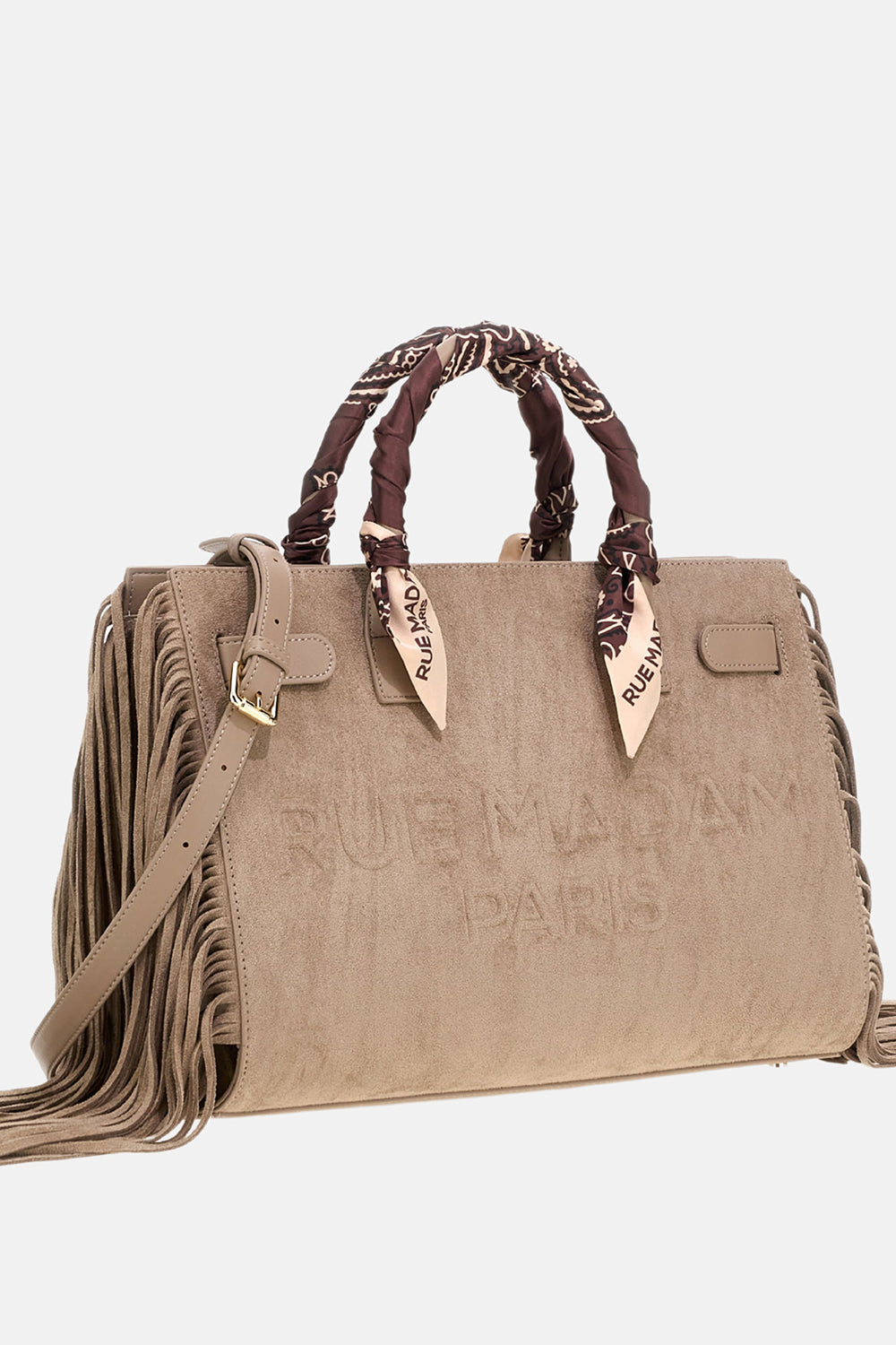 BORSA CANYON TOTE FRINGES SUEDE GREY