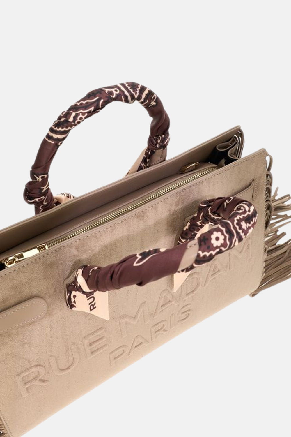 BORSA CANYON TOTE FRINGES SUEDE GREY